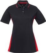 UltraClub Ladies' Cool & Dry Sport Two-Tone Polo BLACK/ RED Pocket