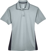 UltraClub Ladies' Cool & Dry Sport Two-Tone Polo GREY/ BLACK Pocket