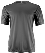Epic Adult & Youth Color Block Performance Crew T-Shirt CHARCOAL/BLACK Front