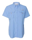 Columbia Ladies' Bahama Short-Sleeve Shirt 7313 WHITECAP BLUE Pocket