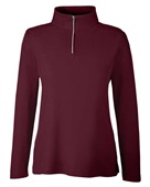 Core 365 Ladies' Fusion ChromaSoft Pique Quarter-Zip CE405W BURGUNDY Pocket