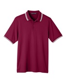 Devon & Jones Men's CrownLux Performance Plaited Tipped Polo DG20C BURGUNDY/ WHITE Pocket