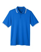 Devon & Jones Men's CrownLux Performance Plaited Tipped Polo DG20C FRENCH BLU/ WHT Pocket
