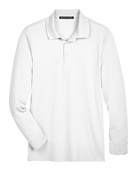 Devon & Jones CrownLux Performance Men's Plaited Long Sleeve Polo DG20L WHITE Pocket