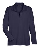 Devon & Jones CrownLux Performance Ladies' Plaited Long Sleeve Polo DG20LW NAVY Pocket