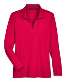 Devon & Jones CrownLux Performance Ladies' Plaited Long Sleeve Polo DG20LW RED Pocket