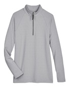 Devon & Jones CrownLux Performance Ladies' Clubhouse Micro-Stripe Quarter-Zip DG480W BLACK Pocket