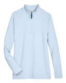 Devon & Jones CrownLux Performance Ladies' Clubhouse Micro-Stripe Quarter-Zip DG480W OCEAN BLUE Pocket