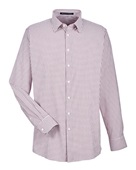 Devon & Jones CrownLux Performance Men's Micro Windowpane Shirt DG540 BURGUNDY/ WHITE Pocket