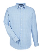 Devon & Jones CrownLux Performance Men's Micro Windowpane Shirt DG540 FRENCH BLUE/ WHT Pocket