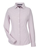 Devon & Jones CrownLux Performance Ladies' Micro Windowpane Shirt DG540W BURGUNDY/ WHITE Pocket
