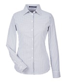 Devon & Jones CrownLux Performance Ladies' Micro Windowpane Shirt DG540W NAVY/ WHITE Pocket