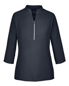 Devon & Jones Ladies' Perfect Fit 3/4-Sleeve Crepe Tunic DP611W BLACK Pocket