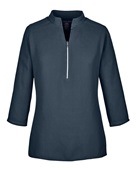 Devon & Jones Ladies' Perfect Fit 3/4-Sleeve Crepe Tunic DP611W NAVY Pocket