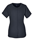 Devon & Jones Ladies' Perfect Fit Short-Sleeve Crepe Blouse DP612W BLACK Pocket