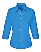 Devon & Jones Ladies' Perfect Fit 3/4-Sleeve Stretch Poplin Blouse DP625W FRENCH BLUE Pocket