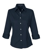 Devon & Jones Ladies' Perfect Fit 3/4-Sleeve Stretch Poplin Blouse DP625W NAVY Pocket