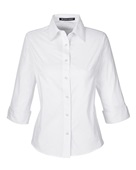 Devon & Jones Ladies' Perfect Fit 3/4-Sleeve Stretch Poplin Blouse DP625W WHITE Pocket