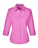 Devon & Jones Ladies' Perfect Fit 3/4-Sleeve Stretch Poplin Blouse DP625W CHARITY PINK Pocket