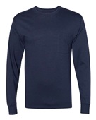 Hanes Adult Workwear Long-Sleeve Pocket T-Shirt W120 NAVY Pocket