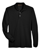 Harriton Men's 5.6 oz. Easy Blend Long-Sleeve Polo M265L BLACK Pocket