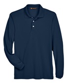 Harriton Men's 5.6 oz. Easy Blend Long-Sleeve Polo M265L NAVY Pocket