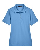Harriton Ladies' 5.6 oz. Easy Blend Polo M265W LT COLLEGE BLUE Pocket