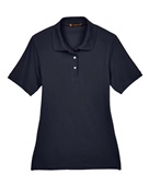 Harriton Ladies' 5.6 oz. Easy Blend Polo M265W NAVY Pocket