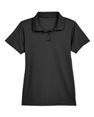 Harriton Ladies' 4 oz. Polytech Polo M315W BLACK Pocket