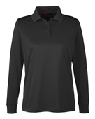 Harriton Ladies' Advantage Snag Protection Plus IL Long Sleeve Polo M348LW BLACK Pocket