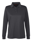Harriton Ladies' Advantage Snag Protection Plus IL Long Sleeve Polo M348LW DARK CHARCOAL Pocket