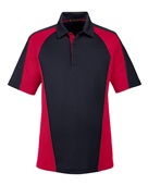 Harriton Men's Advantage Snag Protection Plus IL Colorblock Polo M385 BLK/ RED/ D CHRC Pocket