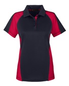 Harriton Ladies' Advantage Snag Protection Plus IL Colorblock Polo M385W BLK/ RED/ D CHRC Pocket