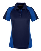 Harriton Ladies' Advantage Snag Protection Plus IL Colorblock Polo M385W D NV/ T RY/ D CH Pocket