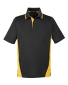 Harriton Men's Flash Snag Protection Plus IL Colorblock Polo M386 BLACK/ SNRY YLLW Pocket