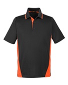 Harriton Men's Flash Snag Protection Plus IL Colorblock Polo M386 BLACK/ TM ORANGE Pocket