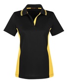Harriton Ladies' Flash Snag Protection Plus IL Colorblock Polo M386W BLACK/ SNRY YLLW Pocket