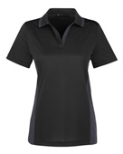Harriton Ladies' Flash Snag Protection Plus IL Colorblock Polo M386W BLACK/ DK CHARCL Pocket