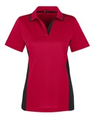 Harriton Ladies' Flash Snag Protection Plus IL Colorblock Polo M386W RED/ BLACK Pocket