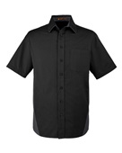 Harriton Men's Flash IL Colorblock Short Sleeve Shirt M586 BLACK/ DK CHARCL Pocket