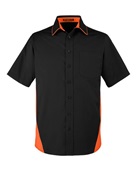 Harriton Men's Tall Flash IL Colorblock Short Sleeve Shirt M586T BLACK/ TM ORANGE Pocket