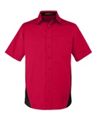 Harriton Men's Tall Flash IL Colorblock Short Sleeve Shirt M586T RED/ BLACK Pocket