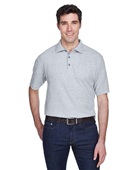 Ultraclub Men's Whisper Pique Polo 8540 HEATHER GREY Pocket