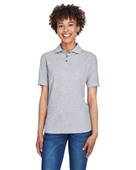 Ultraclub Ladies' Whisper Pique Polo 8541 HEATHER GREY Pocket