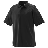 Adult Wicking, 3-Button Polo Shirt BLACK/BLACK Pocket