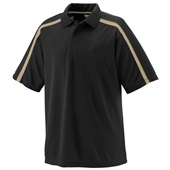 Adult Wicking, 3-Button Polo Shirt BLACK/VEGAS GOLD Pocket