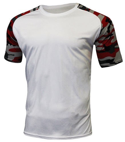 Epic Cool Performance Camo Sleeve Jersey T Shirt (13- Colors Avaliable) WHITE/RED/CAMO Front