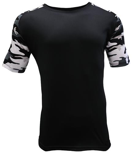 Epic Cool Performance Camo Sleeve Jersey T Shirt (13- Colors Avaliable) BLACK/WHITE/CAMO 