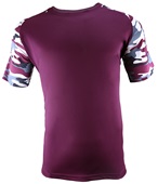 Epic Cool Performance Camo Sleeve Jersey T Shirt (13- Colors Avaliable) MAROON/MAROON/CAMO Front