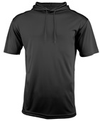 Adult & Youth Wicking Short Sleeve Hooded Tee Shirt BLACK Front